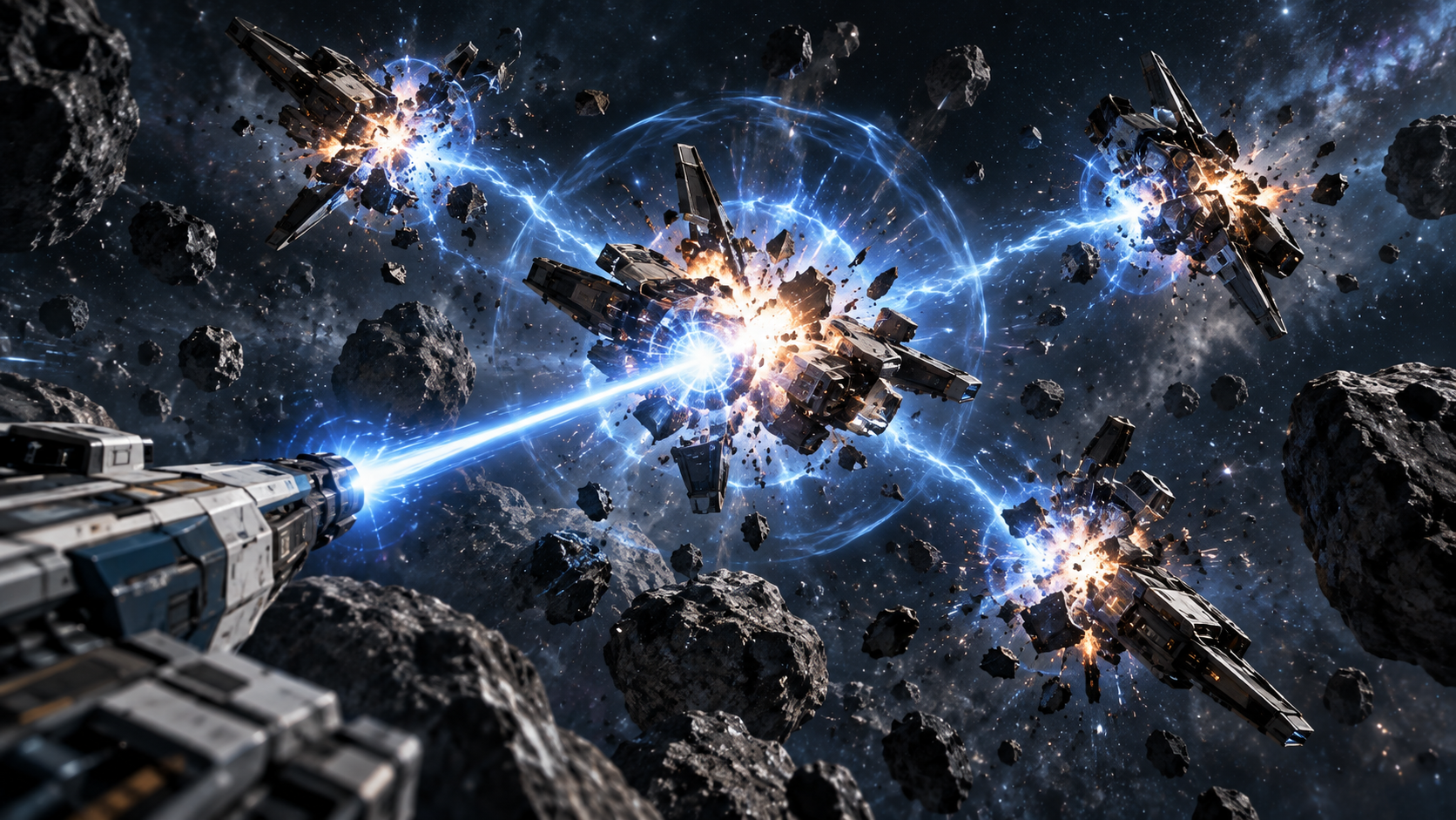 A chain reaction carrying damage through nearby targets