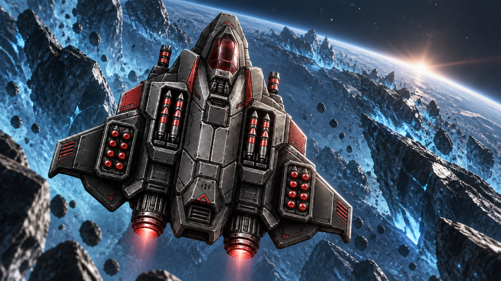 The black and red Ironbound matching its playable missile-boat design