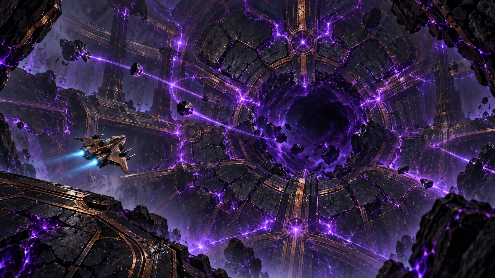The S.S. Freedom approaching the violet energy at the Machine Core Threshold