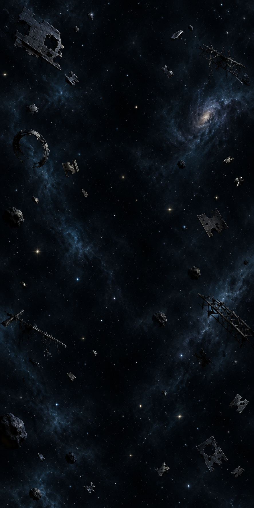 Twin Earth 3 capital ships surrounding the S.S. Freedom from above and below
