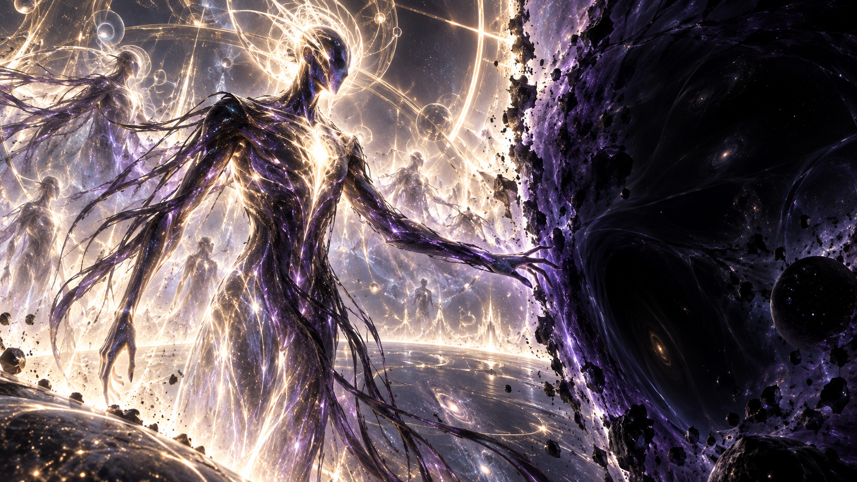 A Noctyri presence formed from Lumen and Umbral Matter beside the Hollow