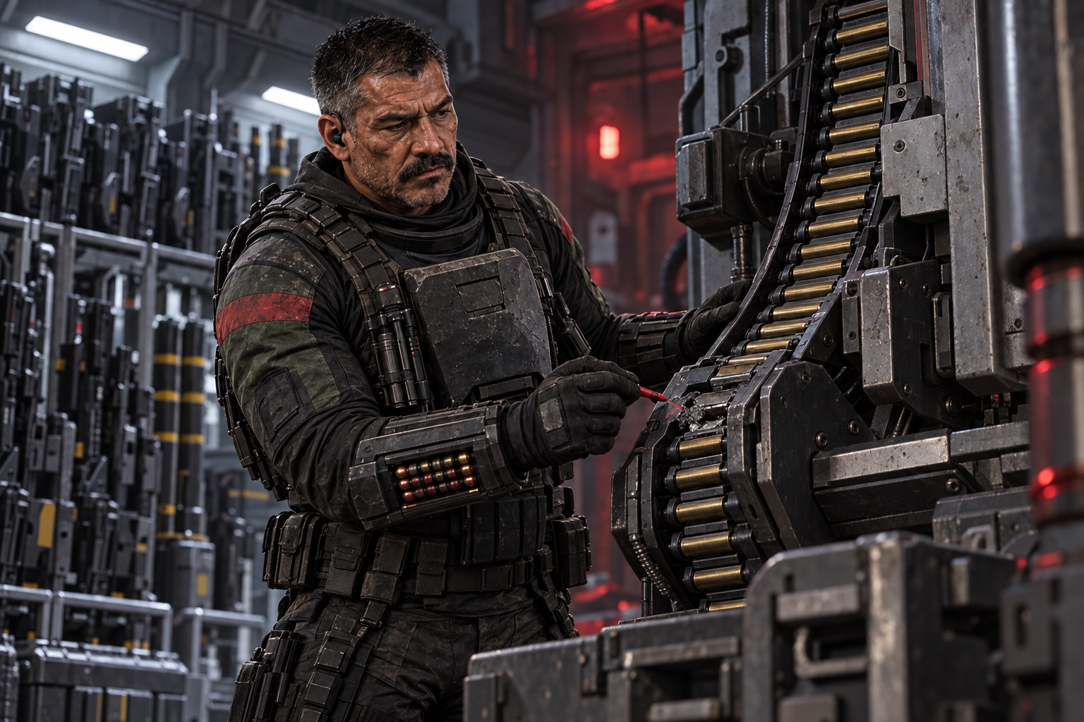 Vargas inspecting the Freedom's ammunition feed